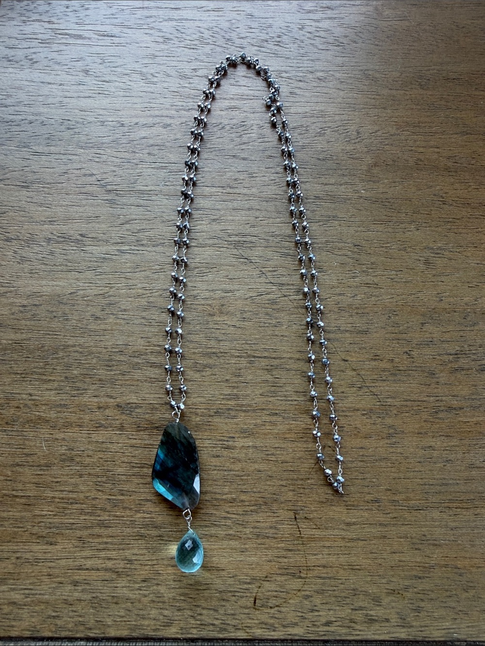 Elegant Silver Chain Necklace with Teal Pendant